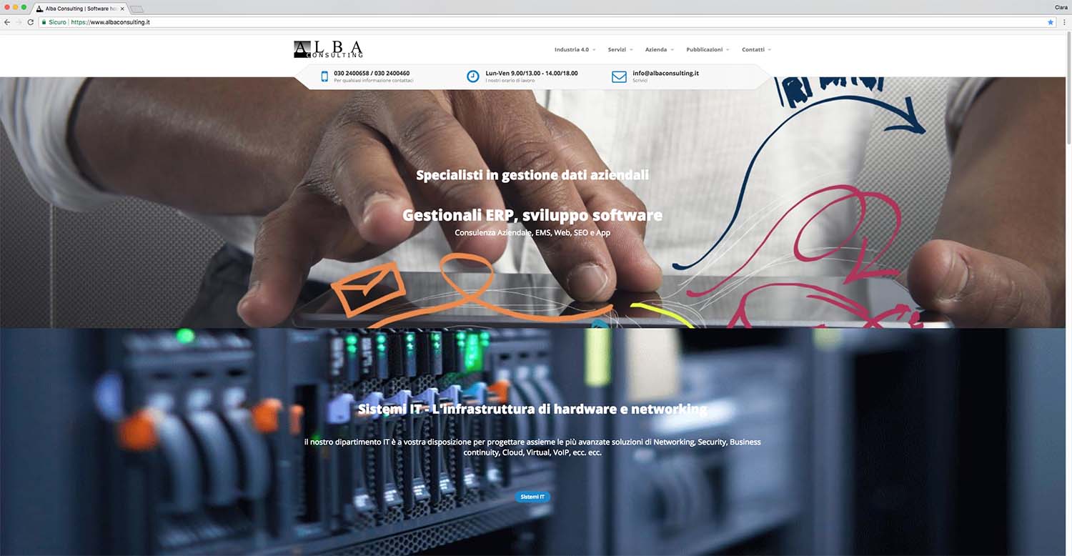 Home page di Alba Consulting con fotografie orizzontali