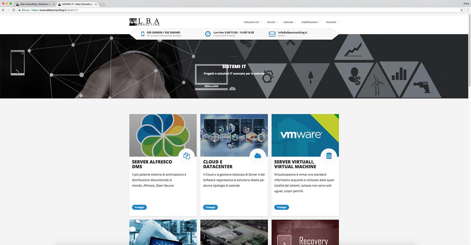 Pagina dei Sistemi IT nel sito web di Alba Consulting