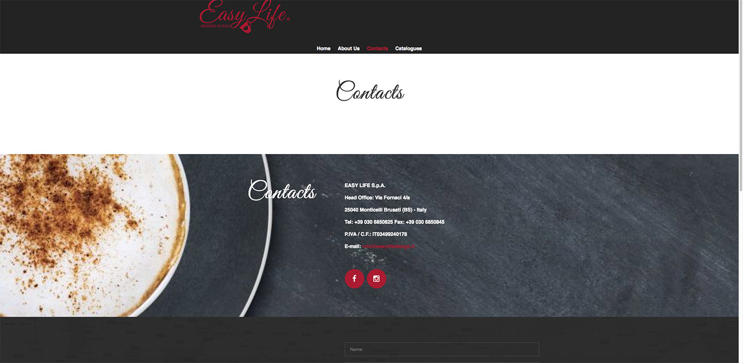 Pagina dei Contatti Easy Life Design